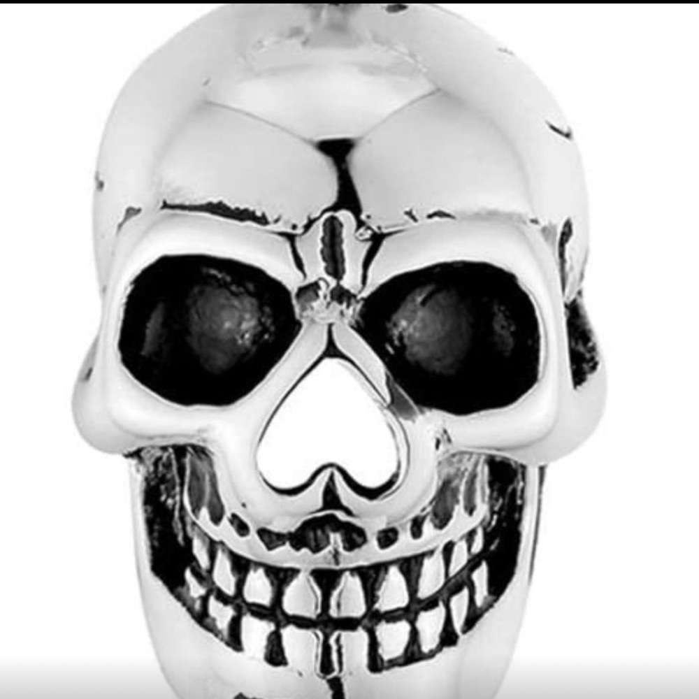 Silver Skull Pendant Necklace Steampunk Goth Biker Punk Jewelry NWT - Picture 2 of 9